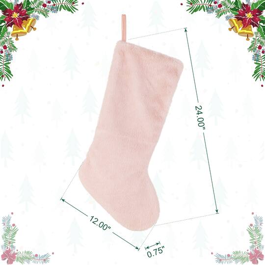 Glitzhome® 24" Pink Plush Christmas Stocking